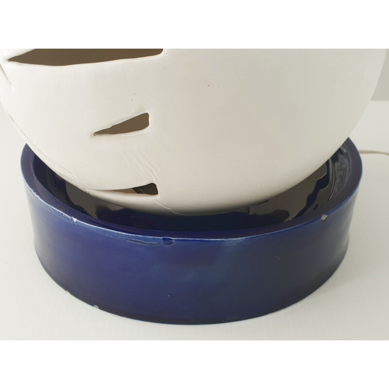 Lampada da tavolo vintage in ceramica blu, 1970