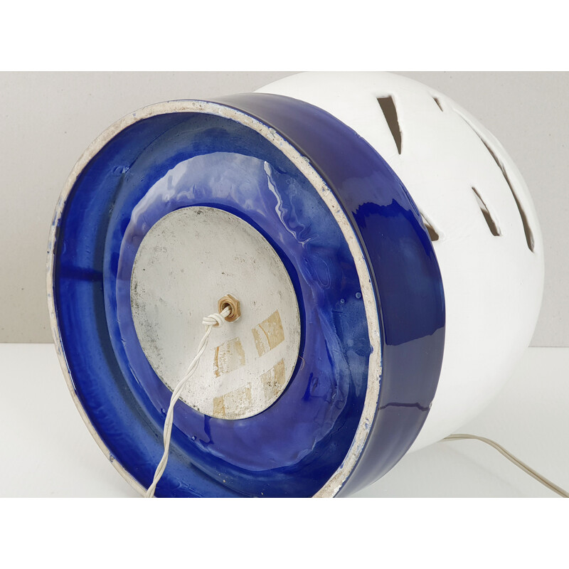 Lampada da tavolo vintage in ceramica blu, 1970