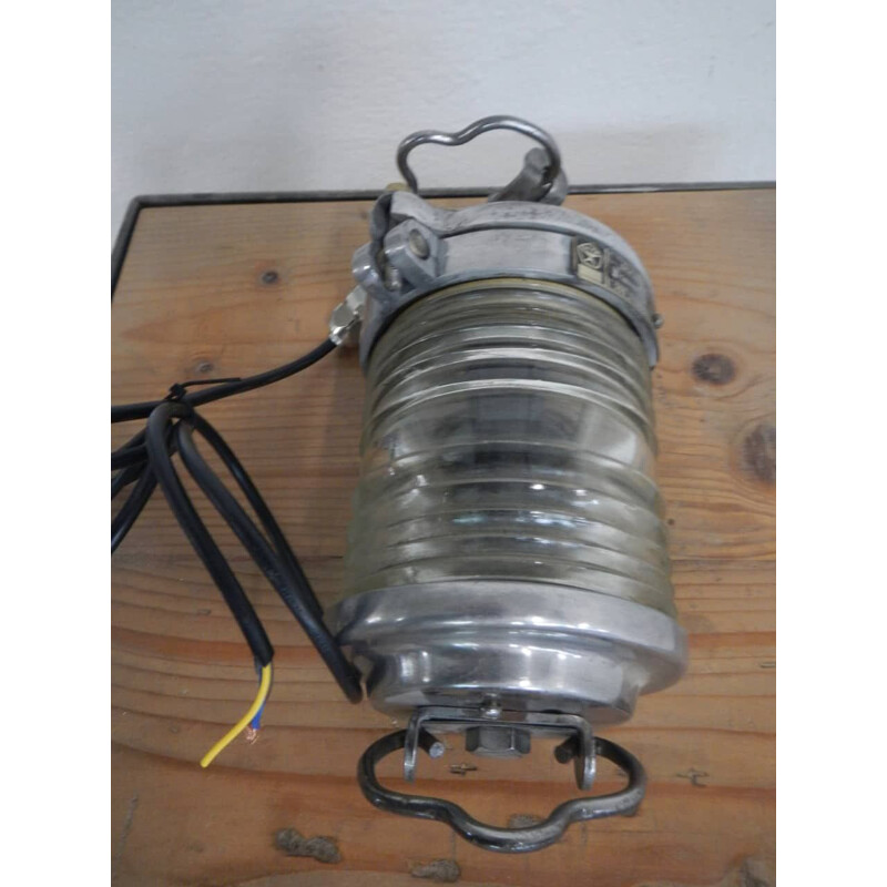 Russische Vintage-Marine-Lampe aus Aluminium mit Glasglocke