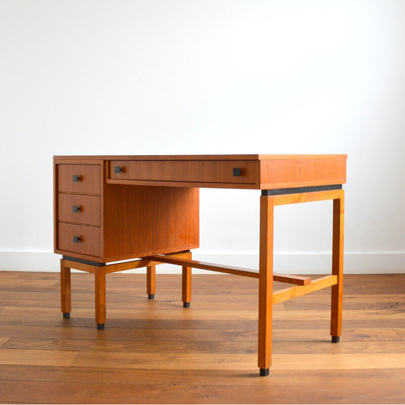 MDK vintage modernist desk in teak, Belgium 1960s