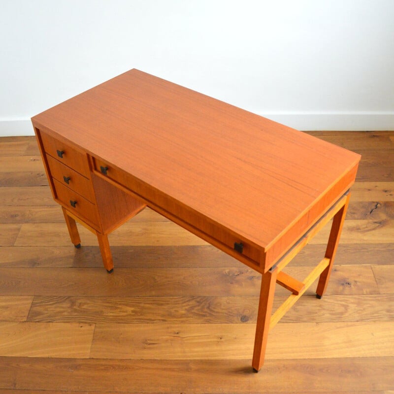 MDK vintage modernist desk in teak, Belgium 1960s