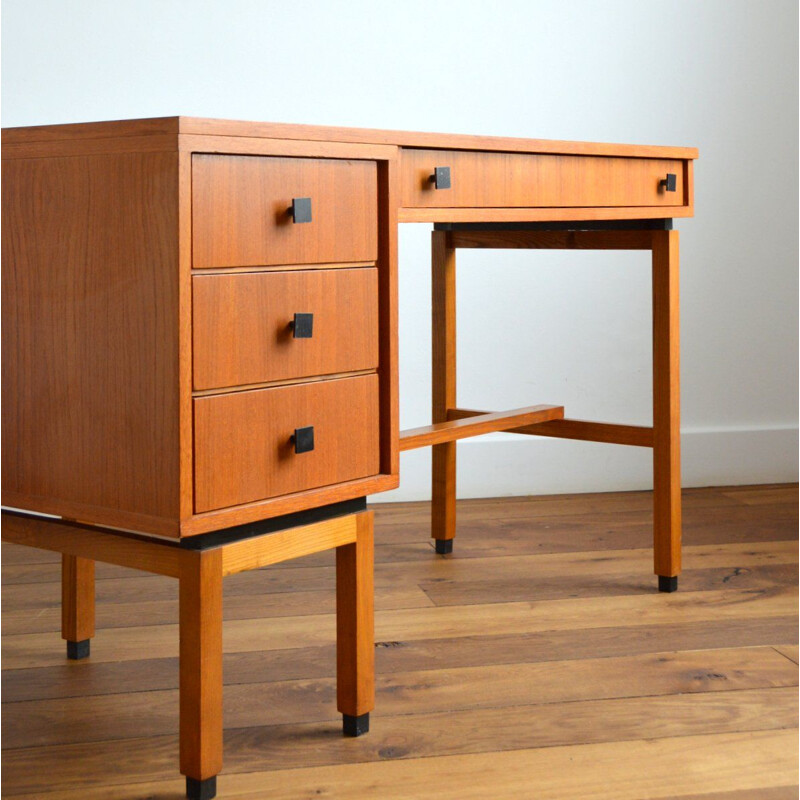 MDK vintage modernist desk in teak, Belgium 1960s