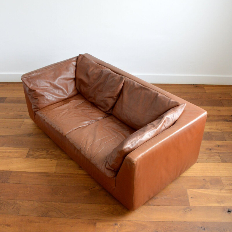 Vintage 2 seater leather sofa by Leolux, Netherlands 1970s