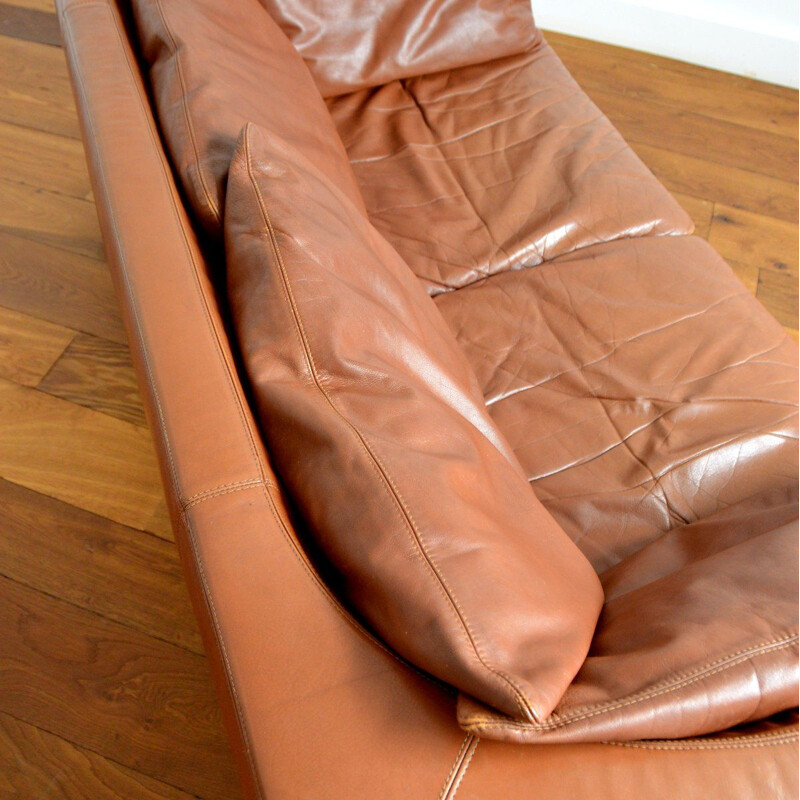 Vintage 2 seater leather sofa by Leolux, Netherlands 1970s