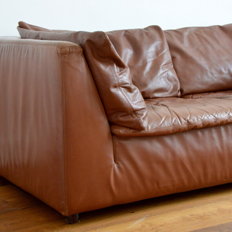 Vintage 2 seater leather sofa by Leolux, Netherlands 1970s