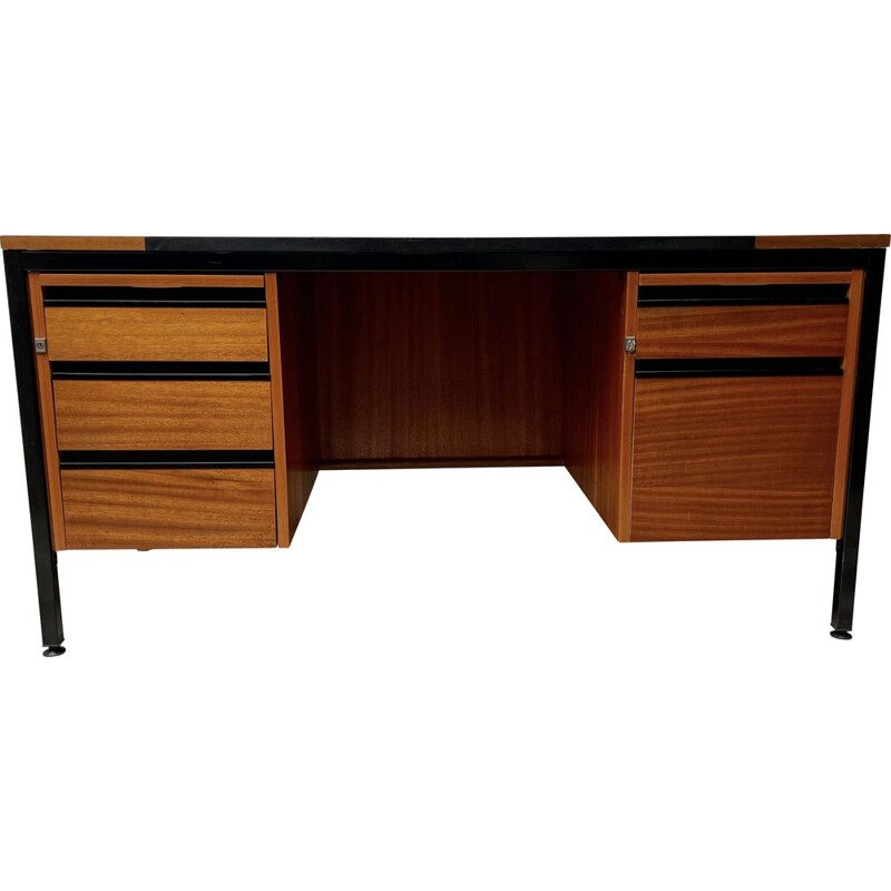 Vintage teak desk with 5 drawers by Abbess Linear, 1970s