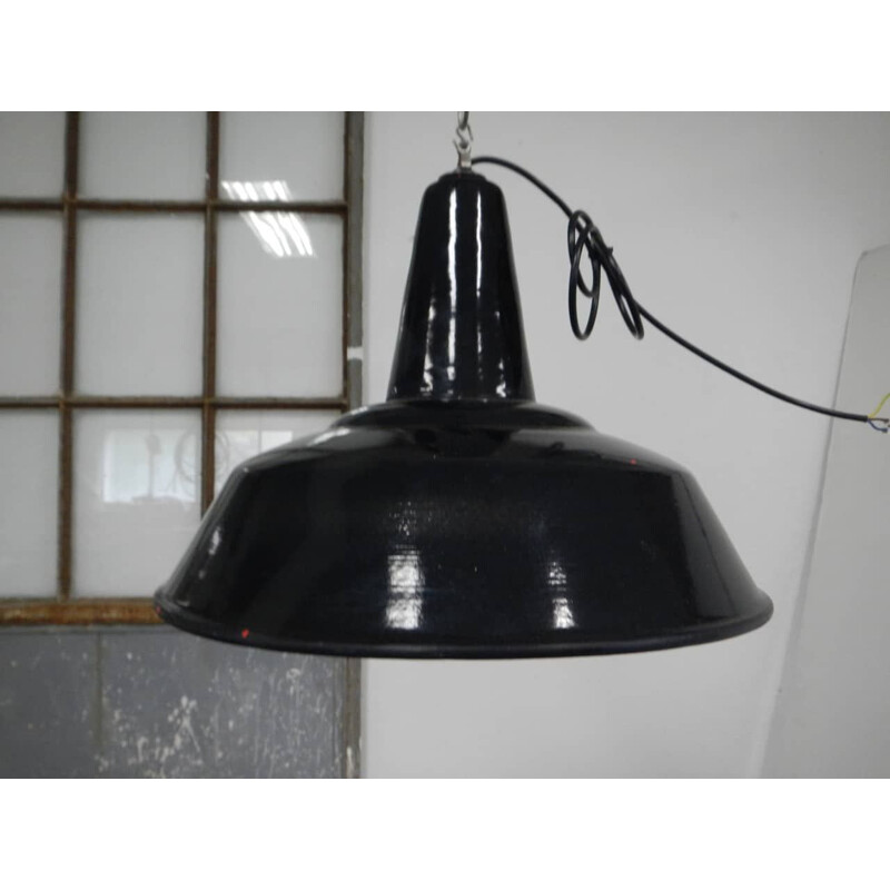 Lampada a sospensione industriale nera vintage