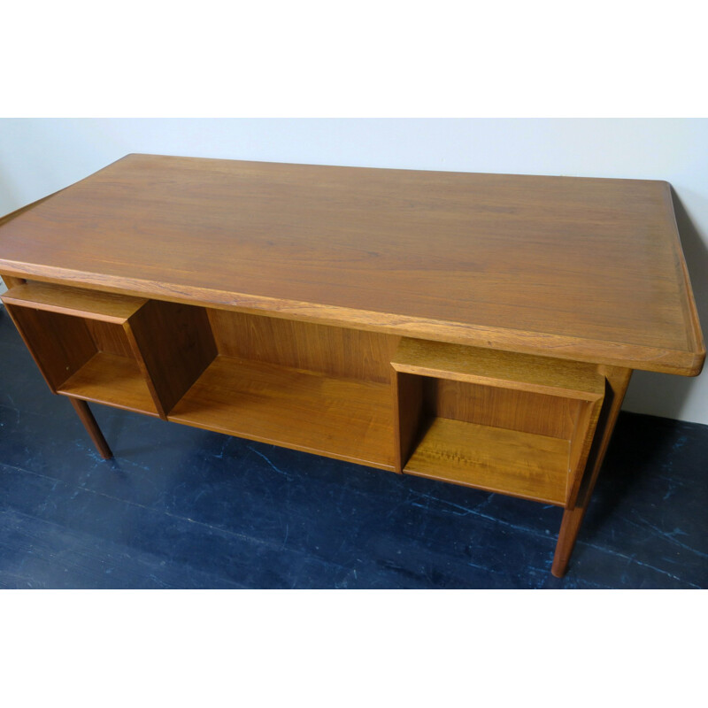 Danish teak vintage writing desk with floating top by Peter Lovig Nielsen, 1960s