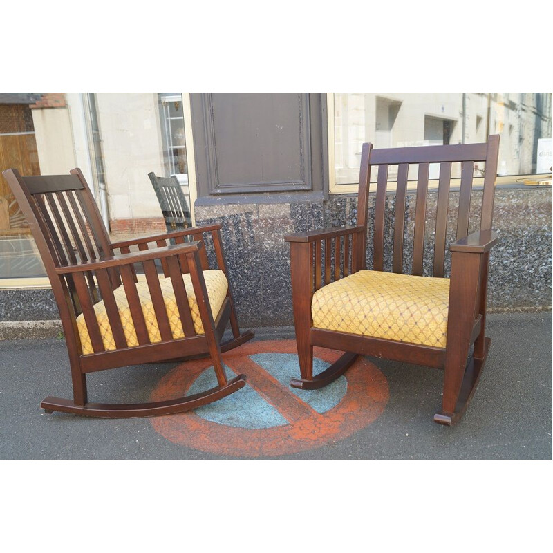 Pair of vintage American rocking chairs, 1980s
