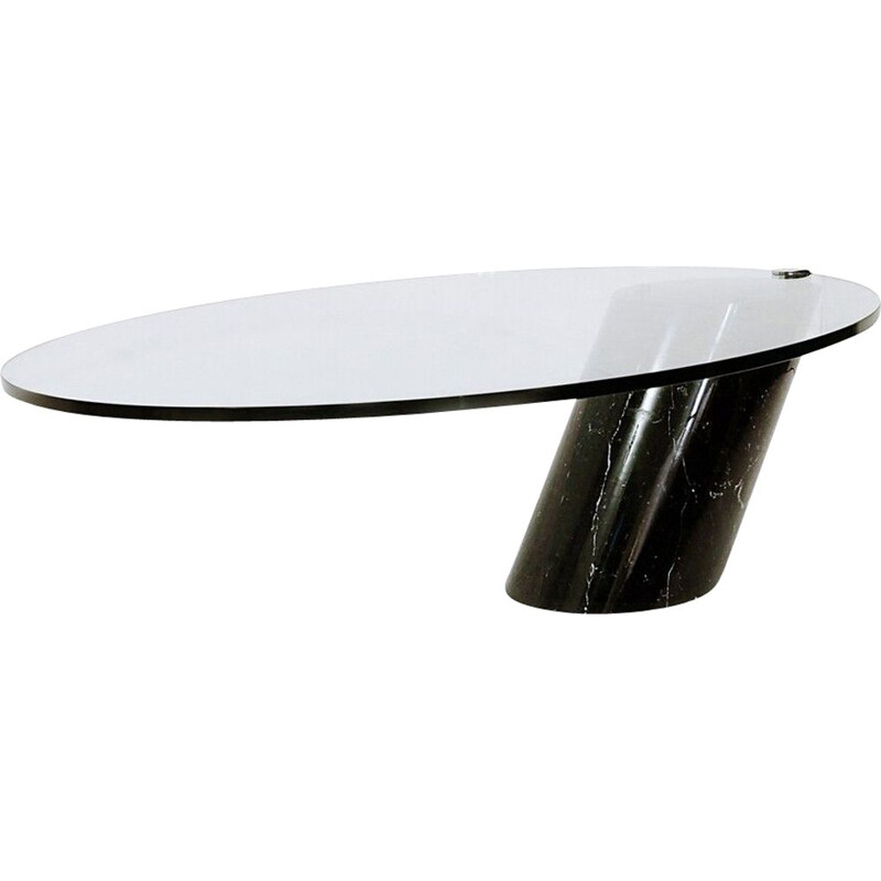 Vintage black marble and glass coffee table model K1000 by Team Form for Ronald Schmitt, 1970