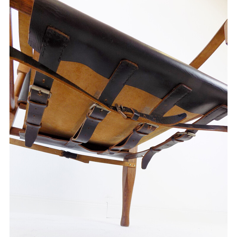 Mid century leather safari armchair by Wilhelm Kienzle, 1950s