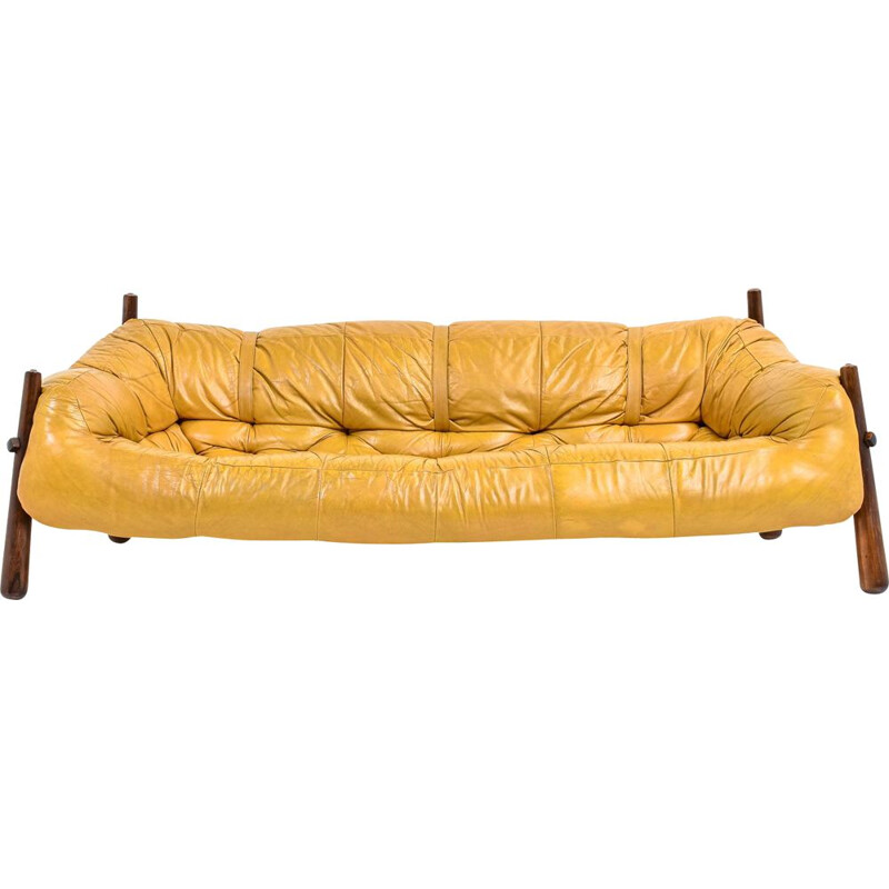 Vintage MP-81 mustard leather sofa by Percival Lafer