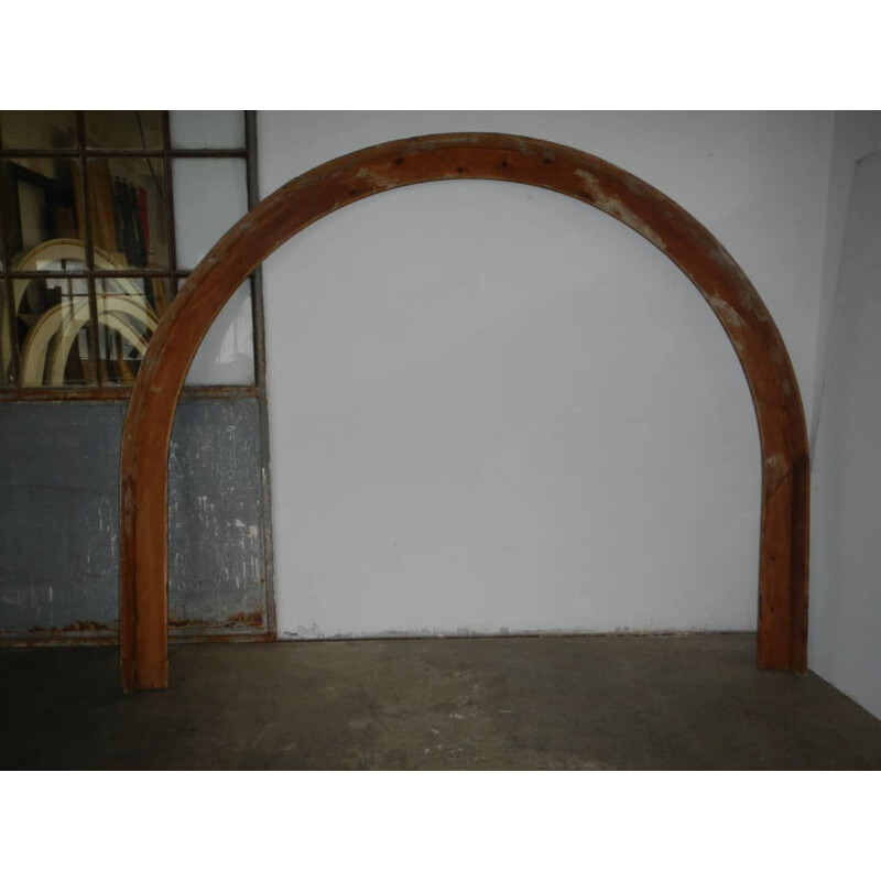 Vintage half-oval frame in fir wood
