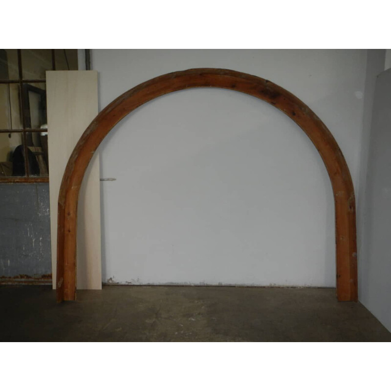 Vintage half-oval frame in fir wood