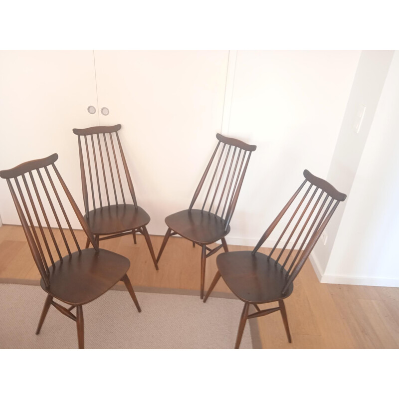 Set of 4 vintage Goldsmith elmwood chairs by Ercol, 1960s