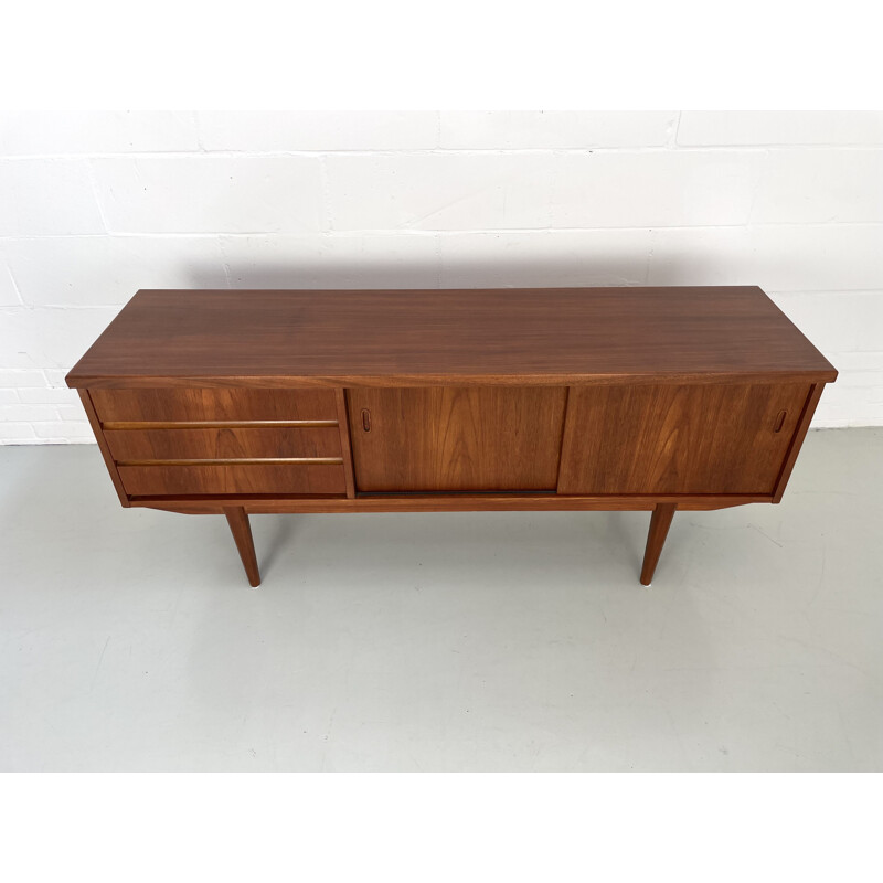 Vintage teak sideboard with 2 sliding doors, 1960s