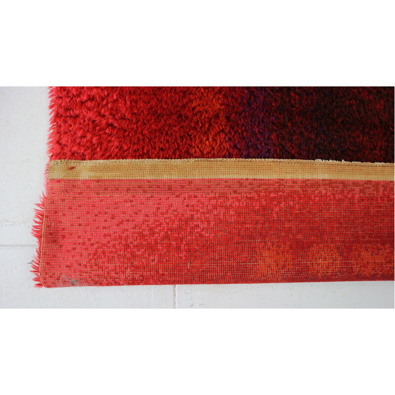 Vintage modernist red pile Rya rug by Desso, Netherlands 1970