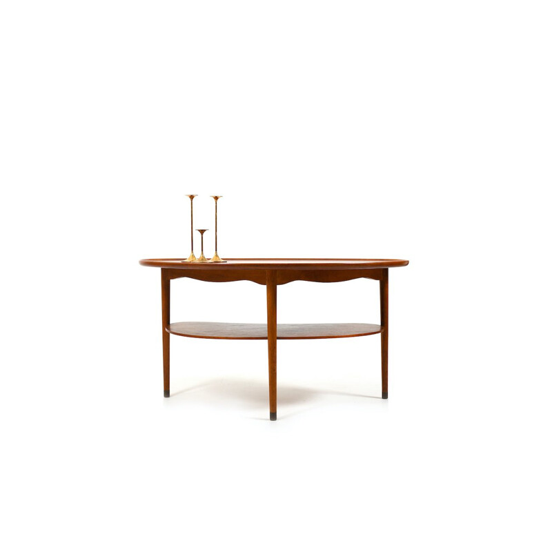 Mesa de centro vintage de teca y roble de Anton Kildeberg, 1950