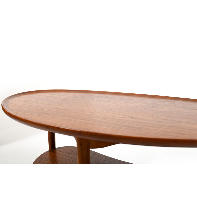 Tavolino vintage in teak e quercia di Anton Kildeberg, 1950