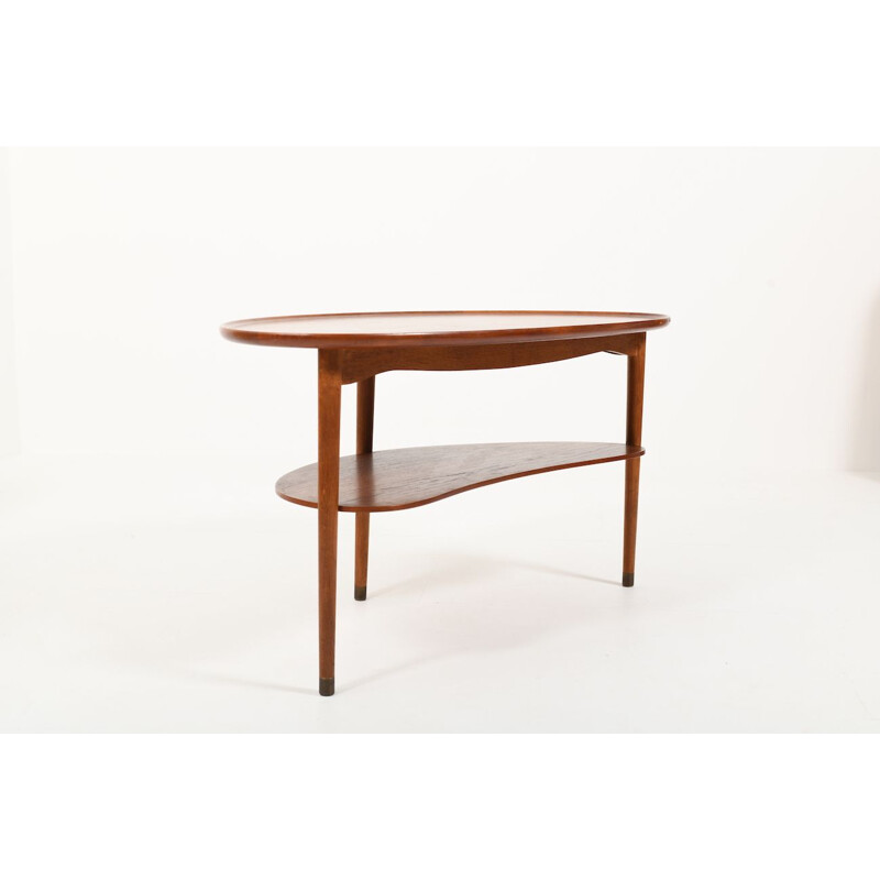 Vintage teak and oak coffee table by Anton Kildeberg, 1950