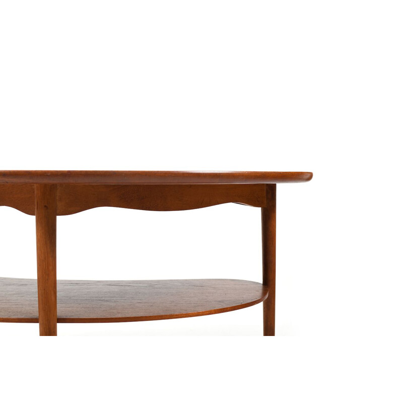 Table basse vintage en teck et chêne par Anton Kildeberg, 1950