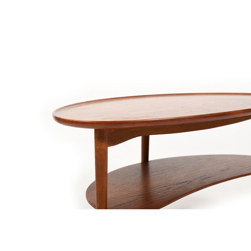 Table basse vintage en teck et chêne par Anton Kildeberg, 1950