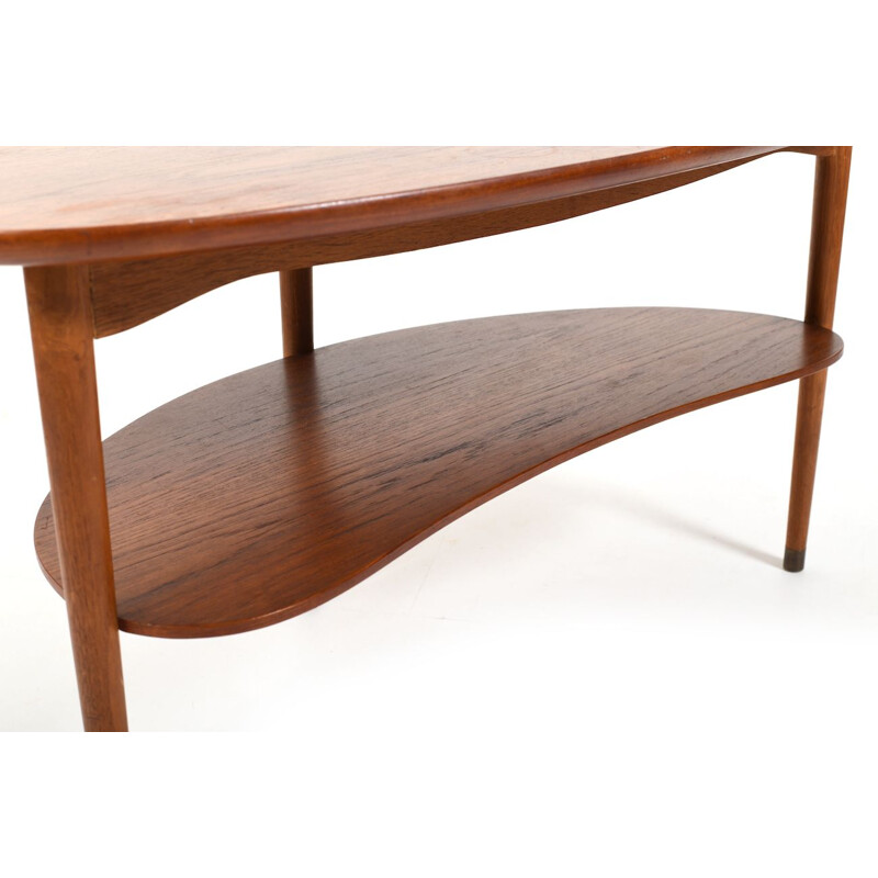 Mesa de centro vintage de teca y roble de Anton Kildeberg, 1950