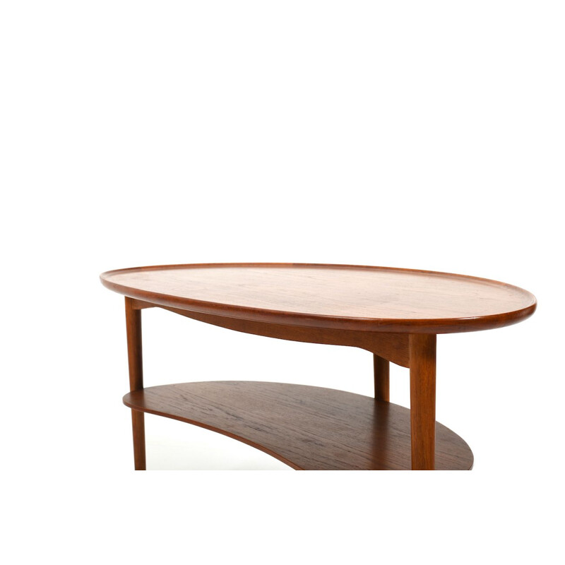 Mesa de centro vintage de teca y roble de Anton Kildeberg, 1950