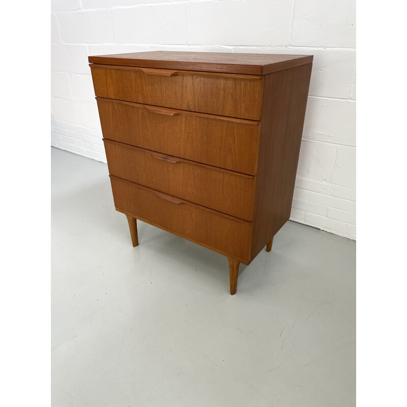 Vintage teak chest of drawers with 4 drawers by Frank Guille for Austinsuite London, England 1960s