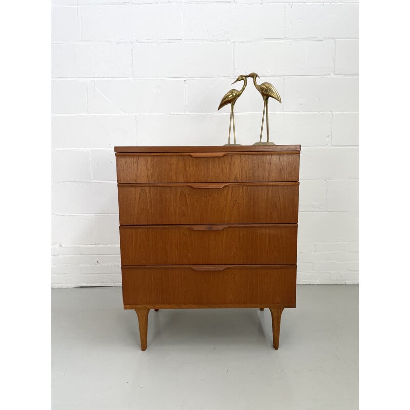 Vintage teak chest of drawers with 4 drawers by Frank Guille for Austinsuite London, England 1960s