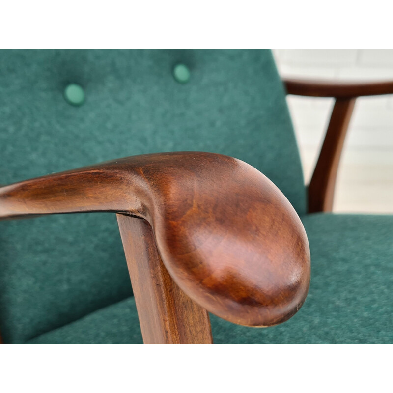 Danish vintage beechwood rocking chair, 1950-1960s