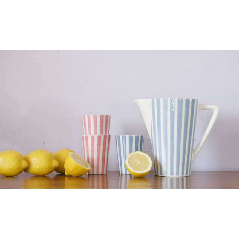 Vintage lemonade pitcher and cup set by Staffel Limburg, 1950