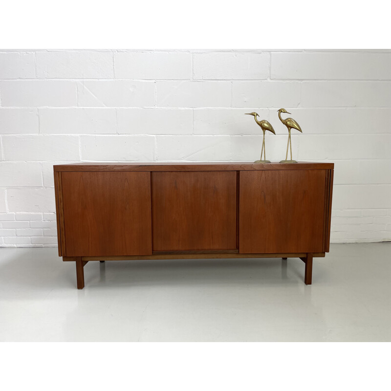 Vintage teak with sliding doors sideboard, Denmark 1960s