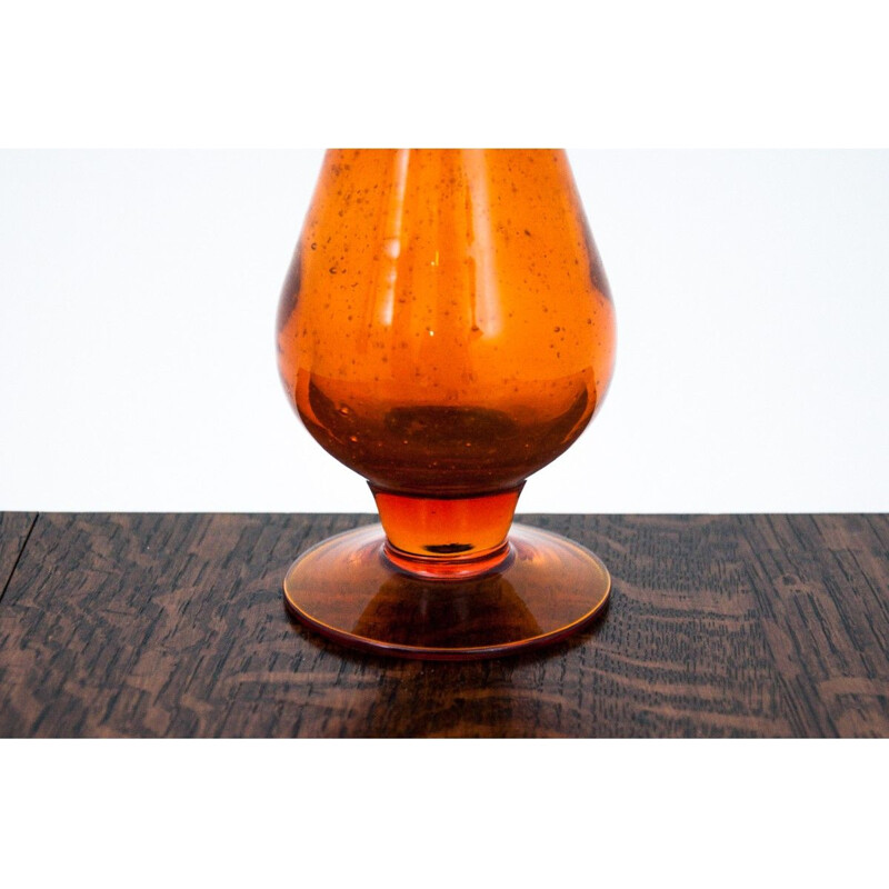 Mid century glass vase by Barbara glassworks, Poland