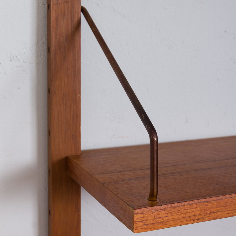 Teak vintage wall unit with a secretaire desk and 3 shelves by Poul Cadovius, Denmark 1960s