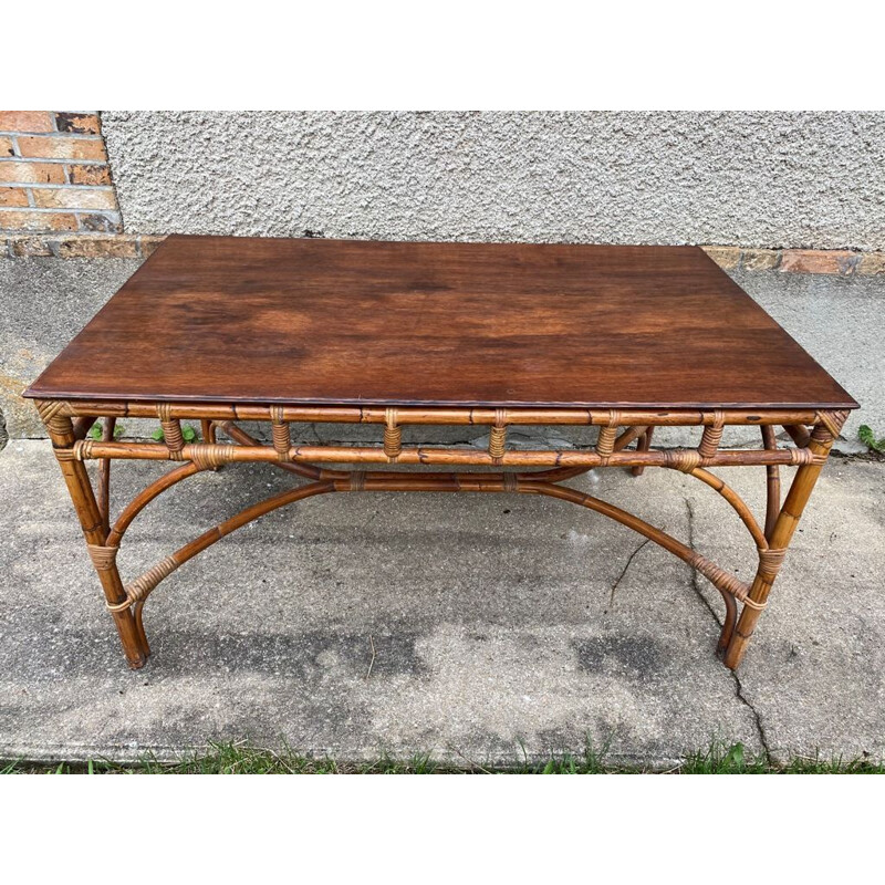 Mid century rattan table, 1970