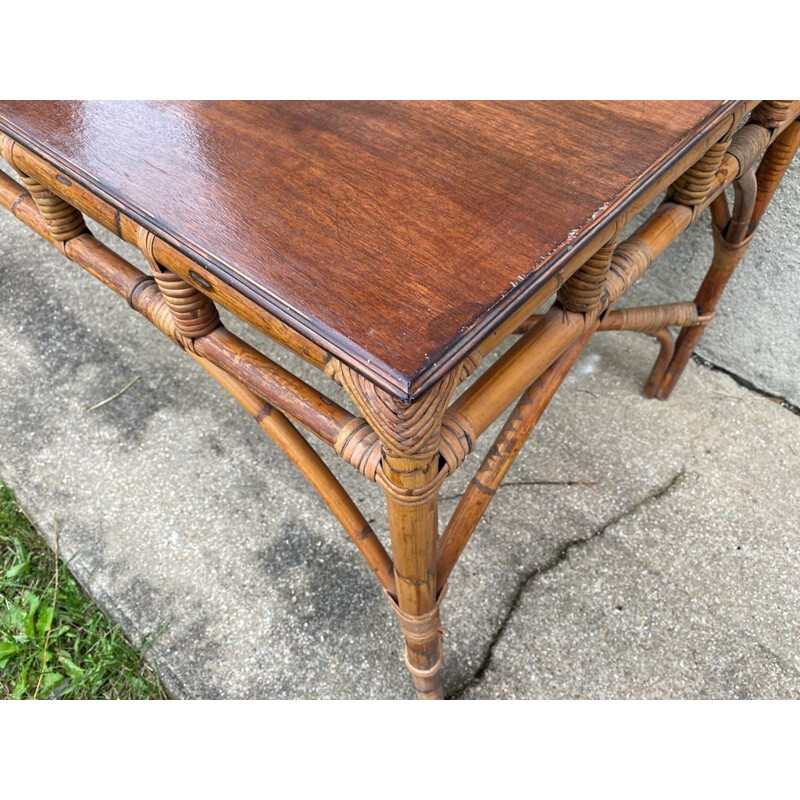 Mid century rattan table, 1970