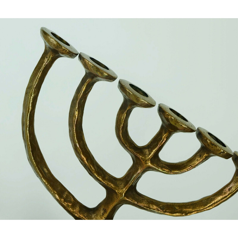 Mid century brutalist bronze candelabra for 7 candles, 1960-1970s