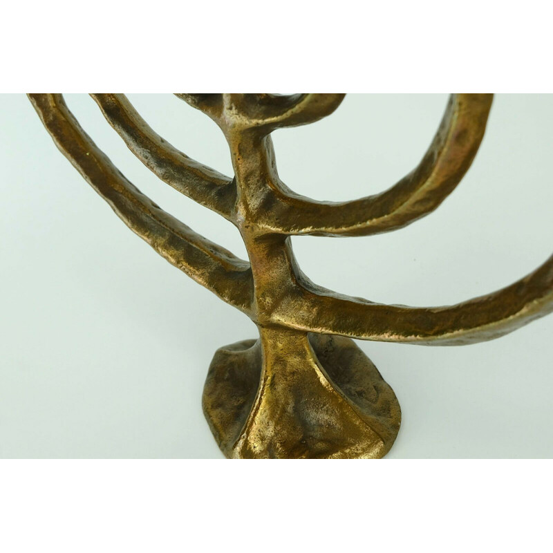Mid century brutalist bronze candelabra for 7 candles, 1960-1970s