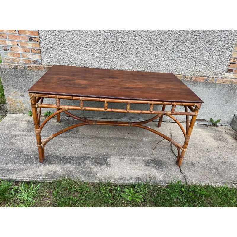 Mid century rattan table, 1970