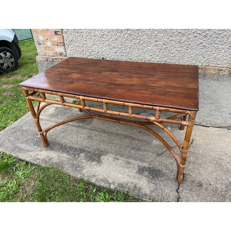 Mid century rattan table, 1970