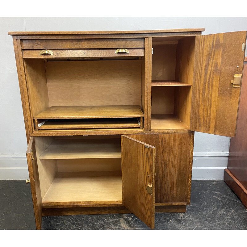 Vintage multi storage cabinet with sliding desk, 1950