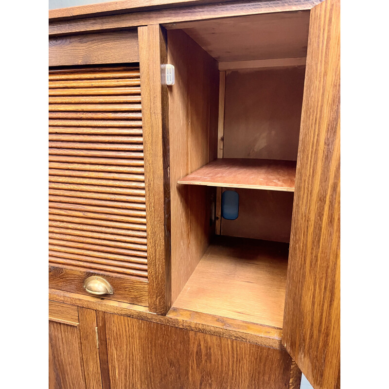 Vintage multi storage cabinet with sliding desk, 1950