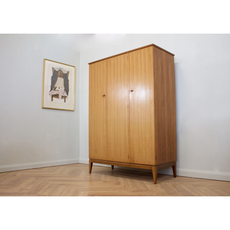 Vintage walnut triple door cabinet by Alfred Cox for Heal's, UK 1960s