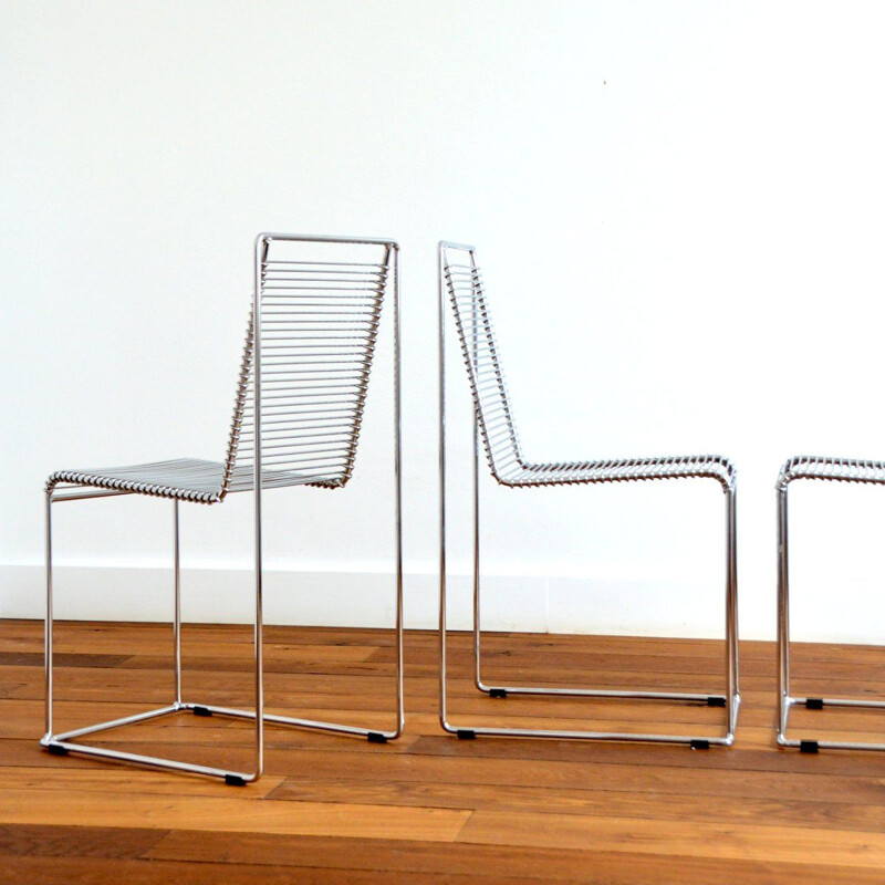 Vintage chair in chromed steel wire by Till Behrens for Schlubach, Germany 1980