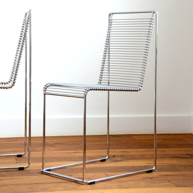 Vintage chair in chromed steel wire by Till Behrens for Schlubach, Germany 1980