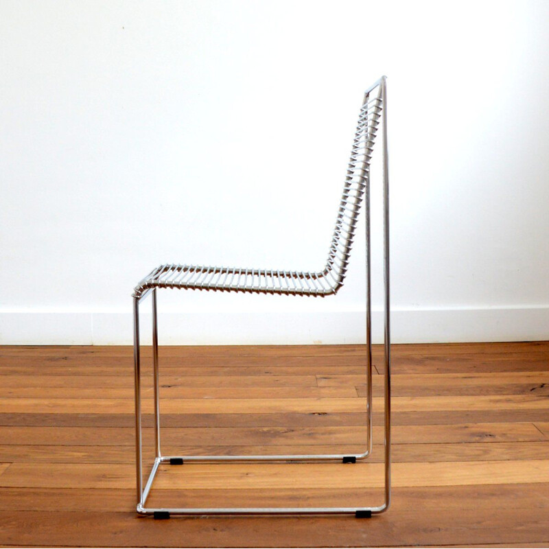 Vintage chair in chromed steel wire by Till Behrens for Schlubach, Germany 1980
