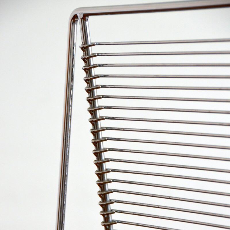 Vintage chair in chromed steel wire by Till Behrens for Schlubach, Germany 1980