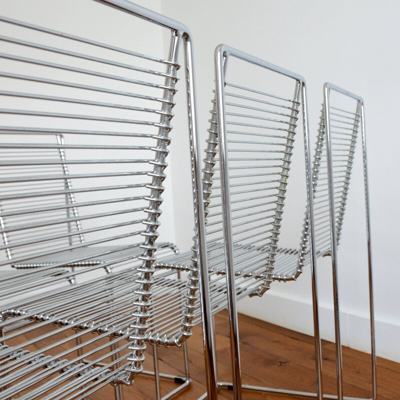 Vintage chair in chromed steel wire by Till Behrens for Schlubach, Germany 1980