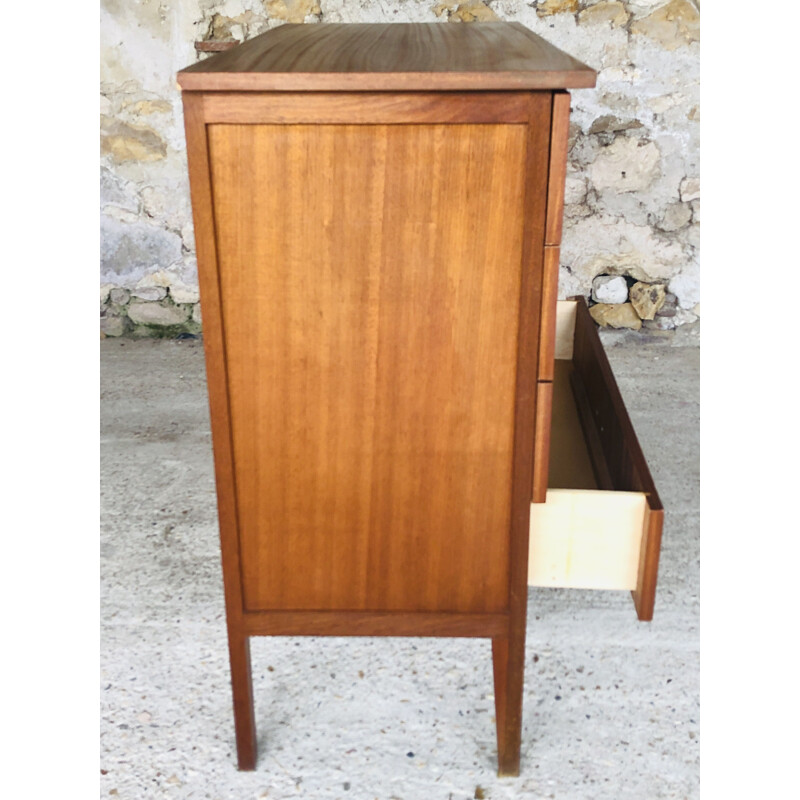 Vintage chest of drawers with 4-drawers and a veneer finish, 1960-1970